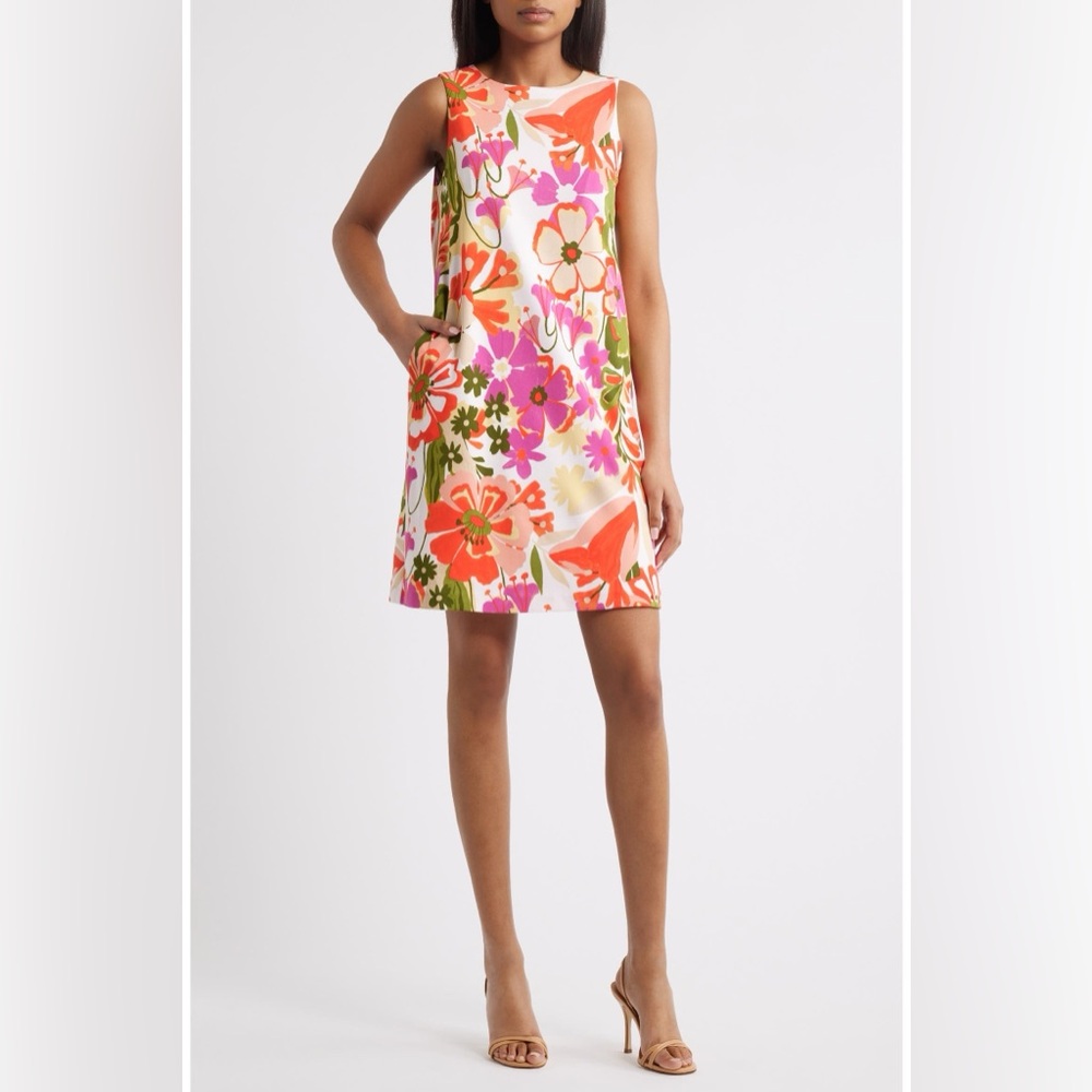 Anne Klein Egret Floral Shift Dress in Bright Multi